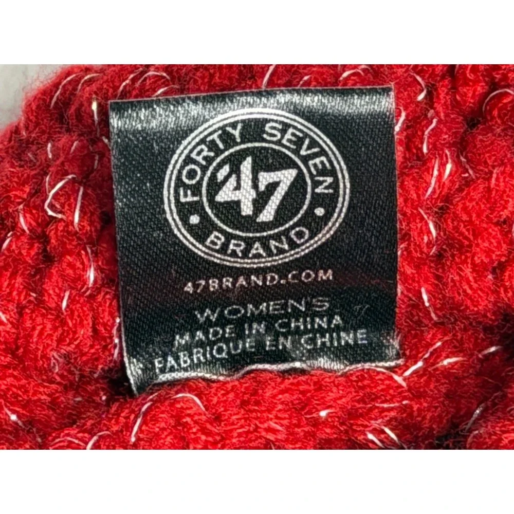 Detroit Red Wings '47 Brand Winter Beanie Women's X-small Red NHL Hockey Glitter